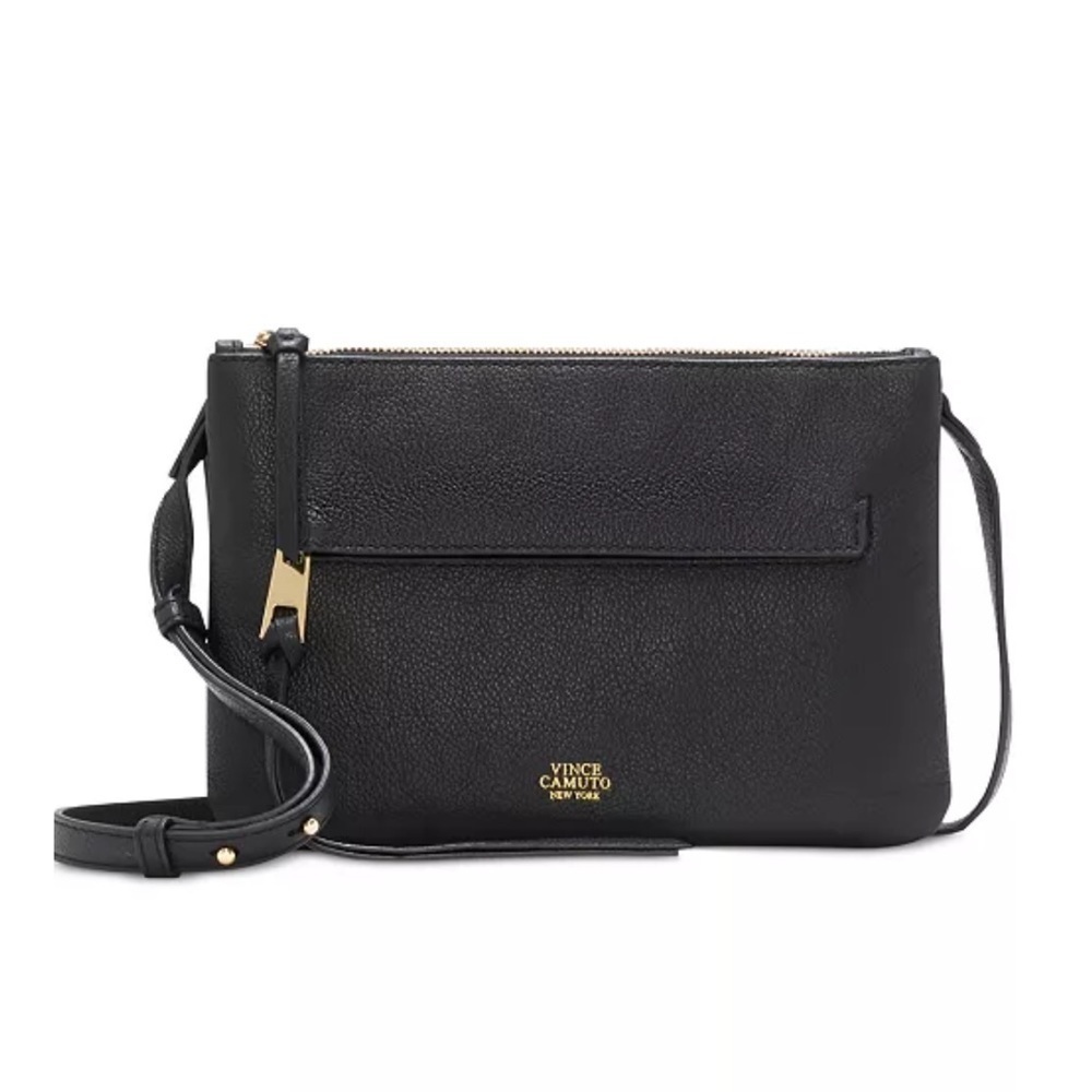Vince Camuto Gally Black Pebble Leather Crossbody Bag